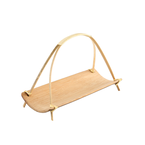 Nat&uuml;rlicher Bambus-Sushi-Teller, Dessertteller, Lebensmitteltablett mit Griff