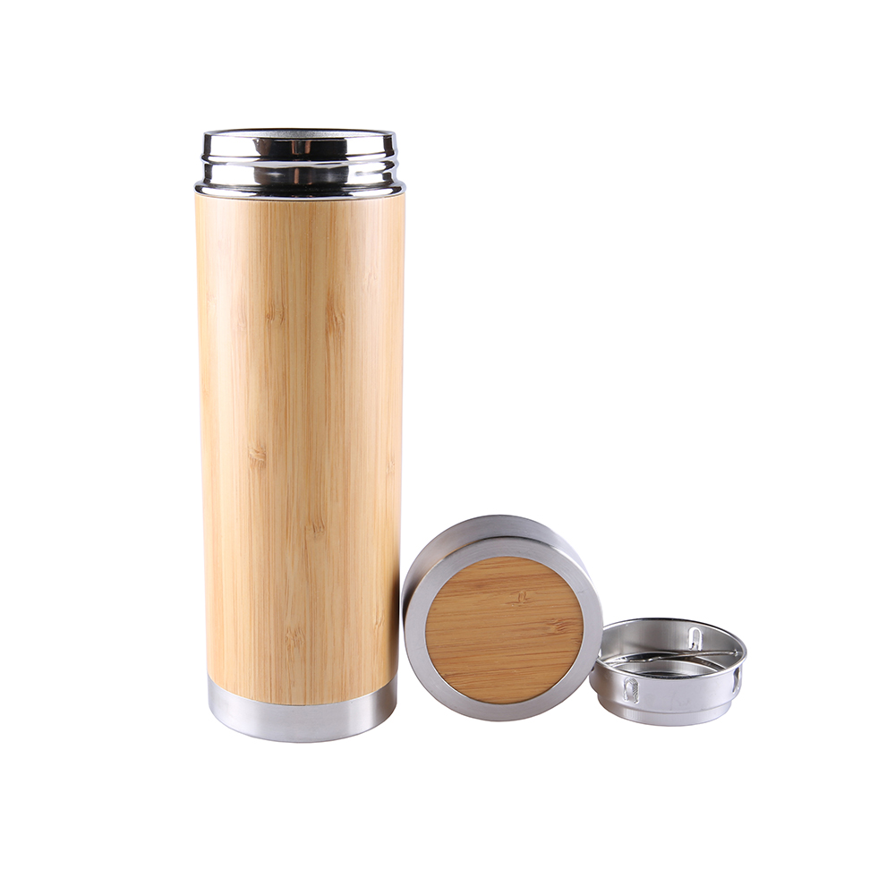 Edelstahl-Bambus-Vakuumflasche f&uuml;r Tee