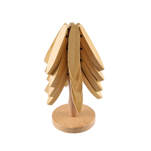 Folhas de árvore Stand Bamboo Wooden Trivet Coasters