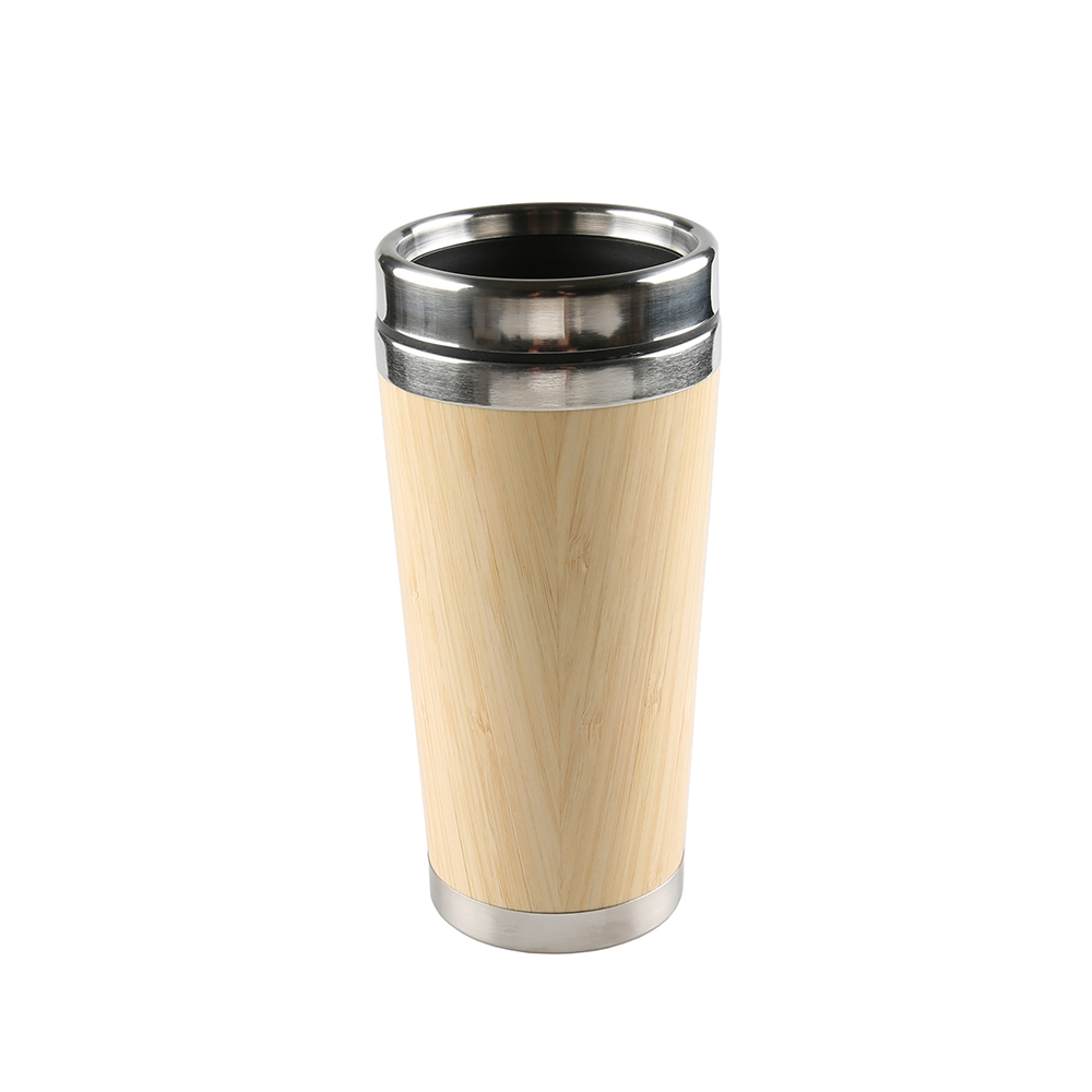Tumbler Perjalanan Piala Otomatis Mobil Bambu Stainless Steel
