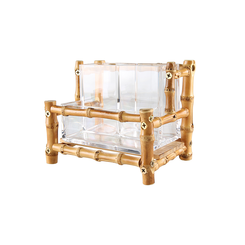 Make-up-Pinsel-Organizer aus Bambuswurzel-Acryl 