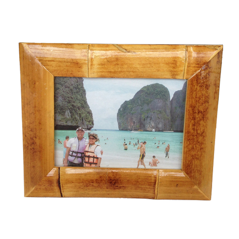 Bingkai Foto Gambar Bambu Alami Lebar