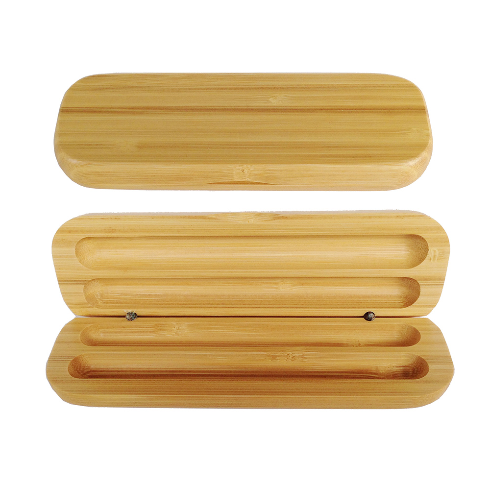 Kotak Pena Bambu Alami untuk 2 Pena