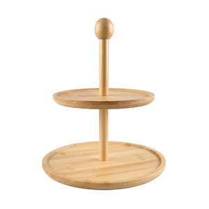 Bamboo Wood 2 Triered Serving Bandey Stand 