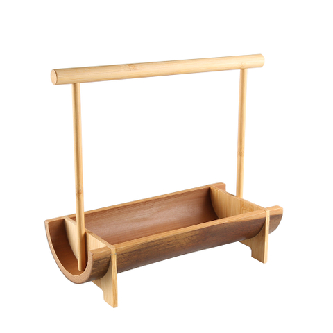 Gro&szlig;e halbe Bambusstange, Sushi-Teller, Snacks, S&uuml;&szlig;igkeitenteller, Obstschale, Korb, Serviertablett mit Griff